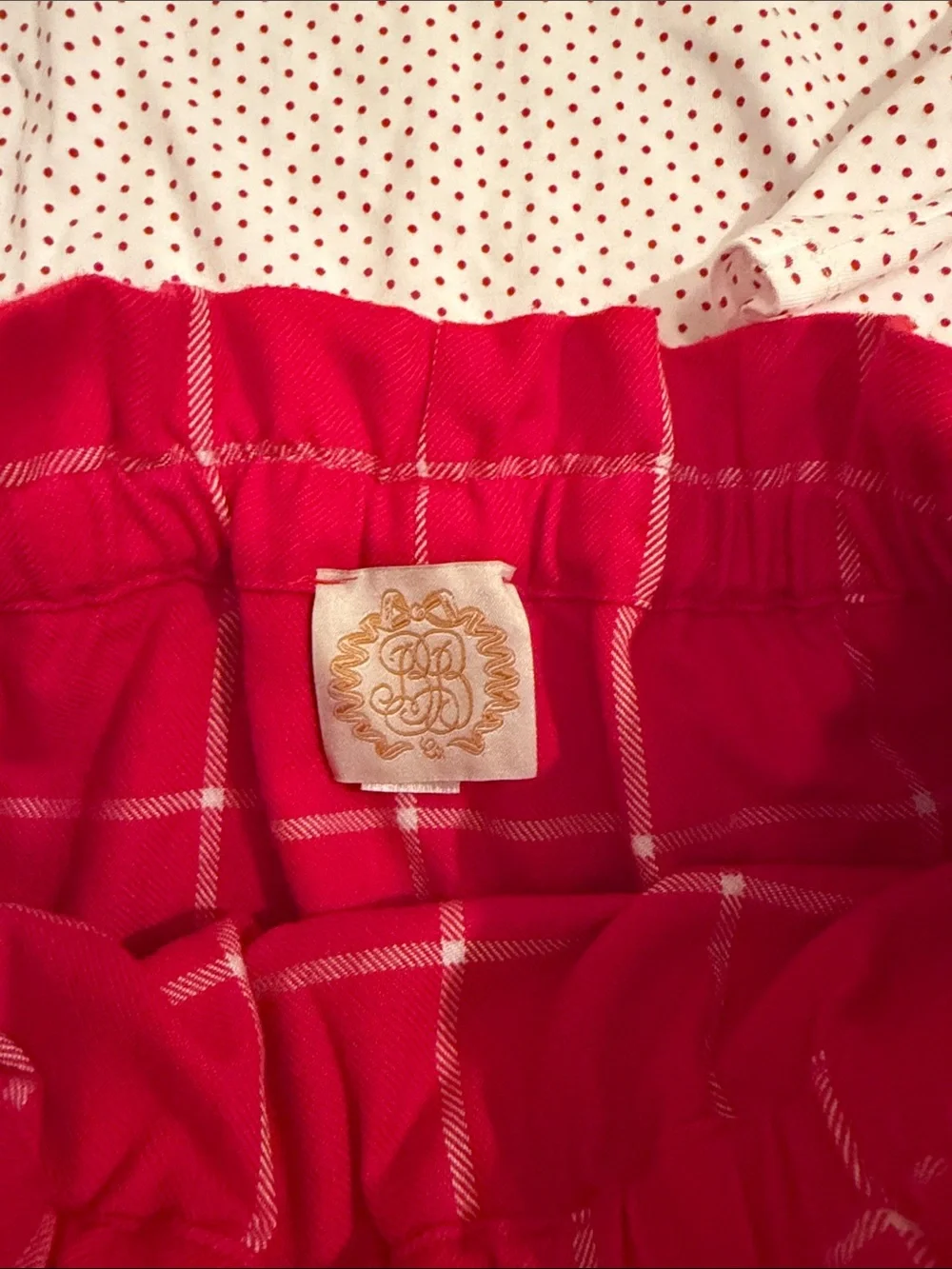 The Beaufort Bonnet Company Girls Red Plaid Skirt with polka dot turtle neck